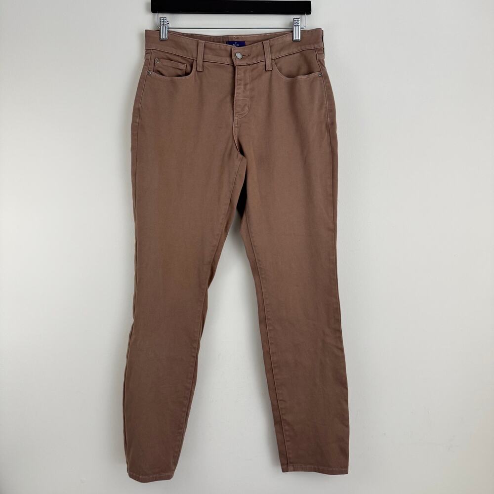 NYDJ Alina Pants Women's 8 Skinny Ankle Lift & Tuck Brown Stretch Legging READ